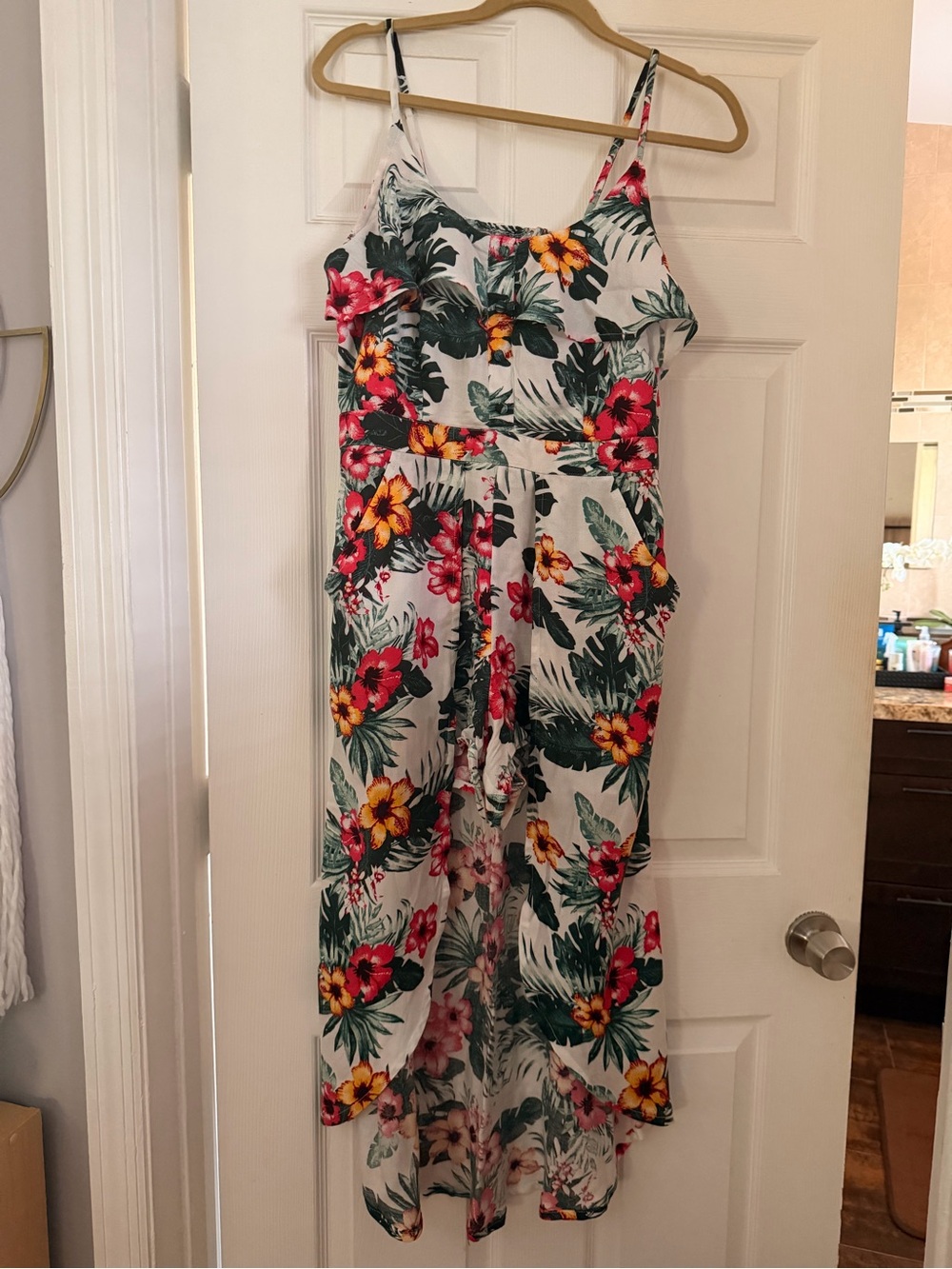 Guess Floral Spaghetti-Strap Maxi Dress with shorts attached